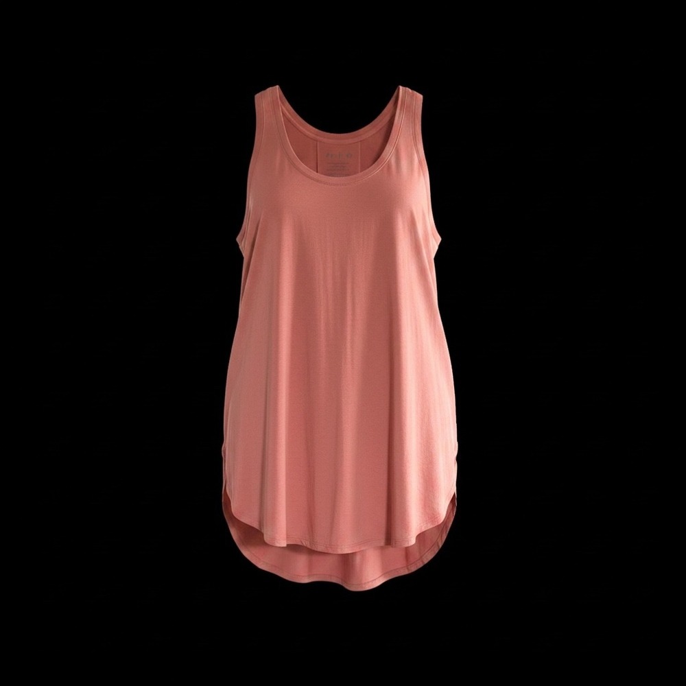 AnyBody XL Dusty Coral Pink Sleeveless High Low Tunic Tank Back Pleat EUC